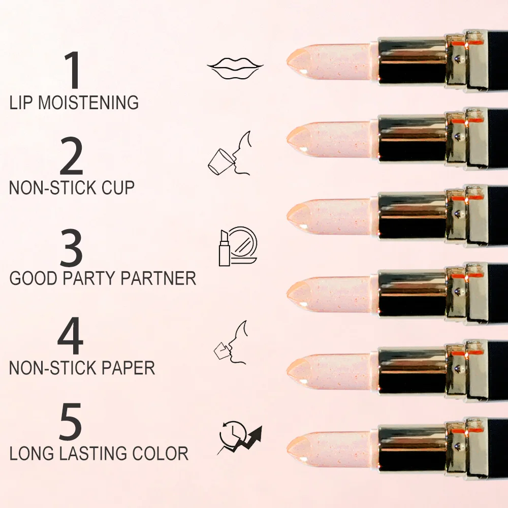 ลิปสติกเปลี่ยนสีกลีบกุหลาบ – ให้ความชุ่มชื้น เนื้อกำมะหยี่มันวาว กันน้ำ ติดทนนาน ใช้ได้ทั้งชายและหญิง แต่งหน้าสำหรับวันหยุด