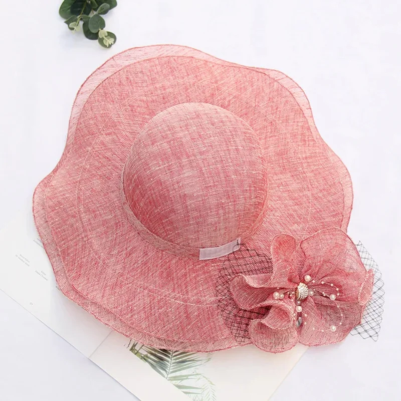 Summer Woman Hat 2022 Summer New Wave Beach Hat Female Flower Uv Protection Bow Wide Brimmed Sunscreen Ladies Straw Sunhats OI54