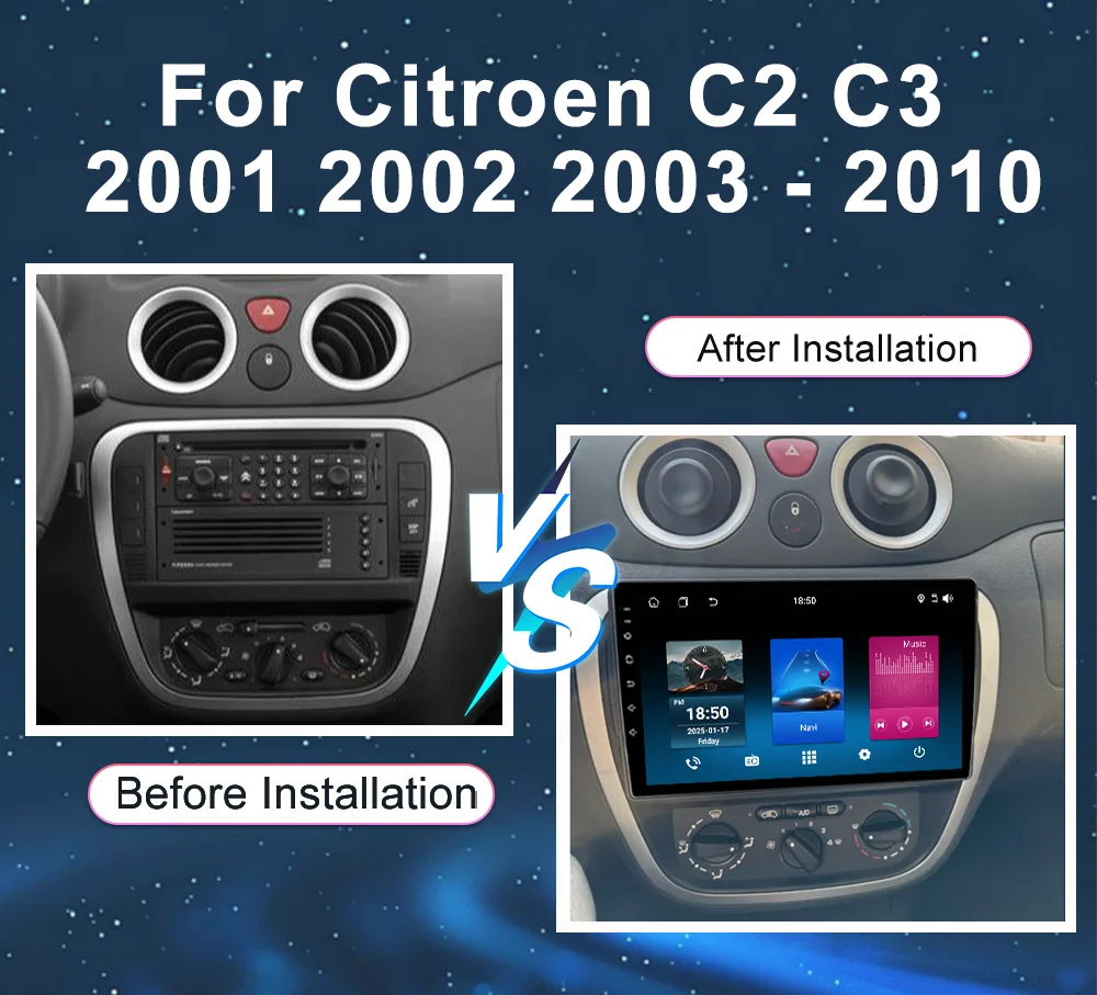 Car Android 15 Carplay Android Auto For Citroen C2 C3 2001 2002 2003 - 2010 Auto Radio Stereo Multimedia Video Player Qualcomm