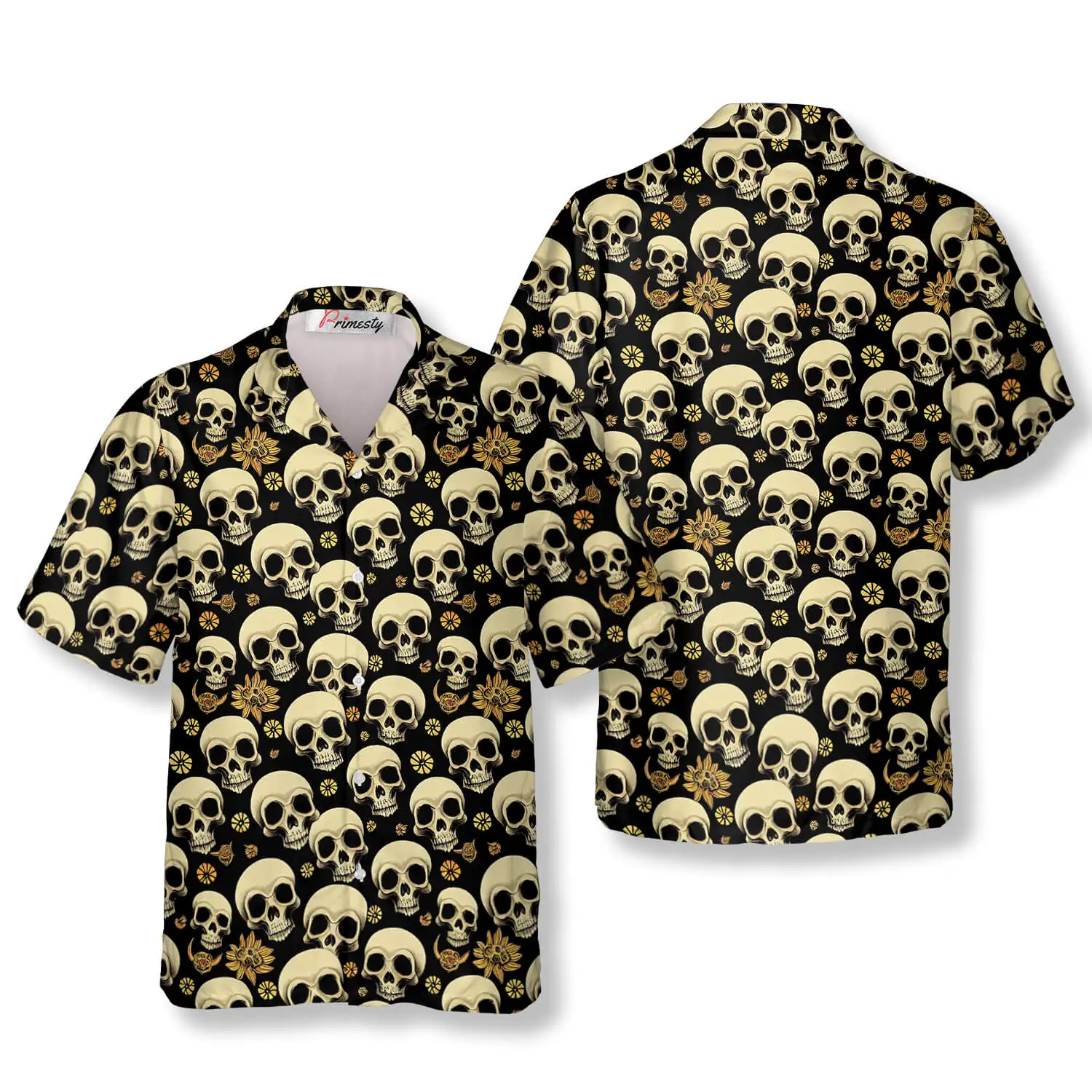 2024tiki hot style 3d printing Hell Guard skull Hawaiian shirt men\'s shirt men\'s shirt short sleeve men\'s clothing