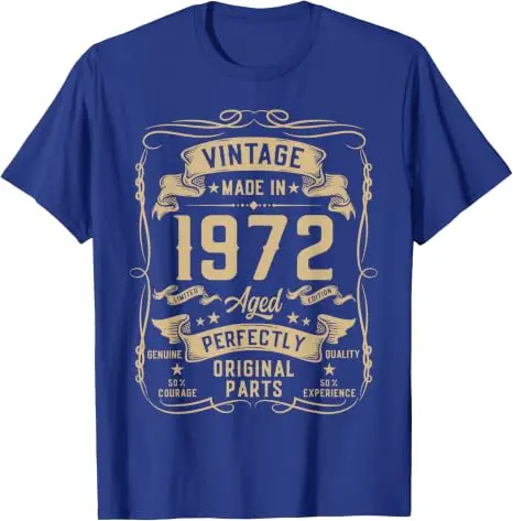 Vintage 1972 54. Geburtstagsgeschenke für Männer 54 Jahre alt T-Shirt Y2k Herrenmode Geboren 1972 Grafik-Schriftzug T-Shirt Weicher Baumwollstoff – Detail 9