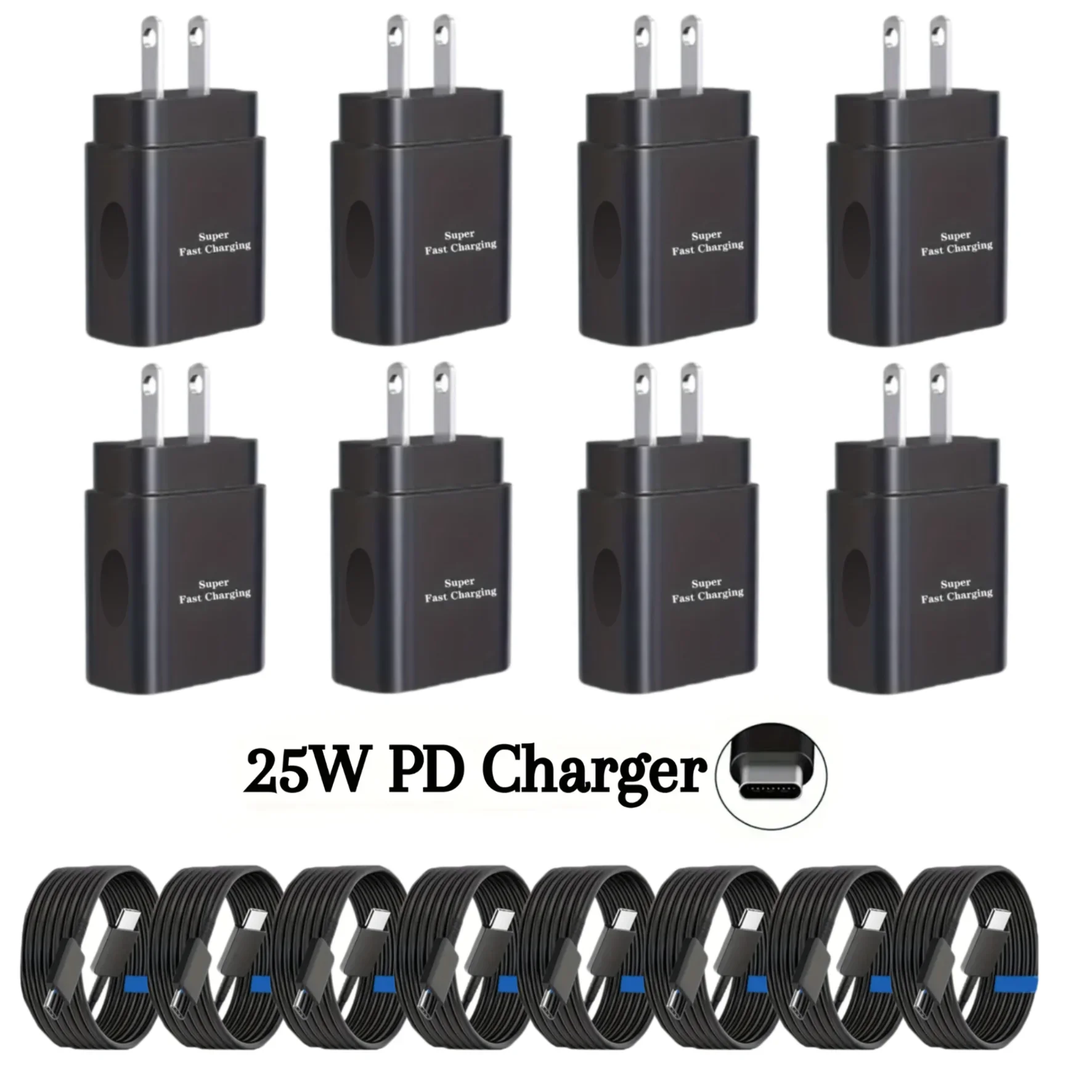 

MFIGlGK 8PCS Type C Fast Charging Head, USB-C Supft USB-C Cable for iPhone 15/16/Plus/Pro/Pro Max, Galaxy S25/S24/Ultra
