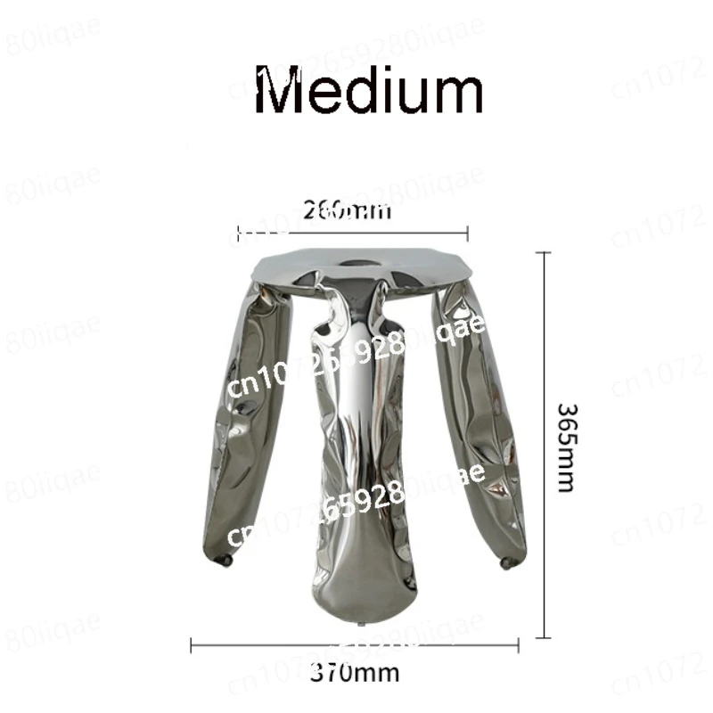Three-legged Design Low Stool Ottomans Living Room Modern Footrest Interior Round Luxury Art Stainless Steel Balloon Stool
