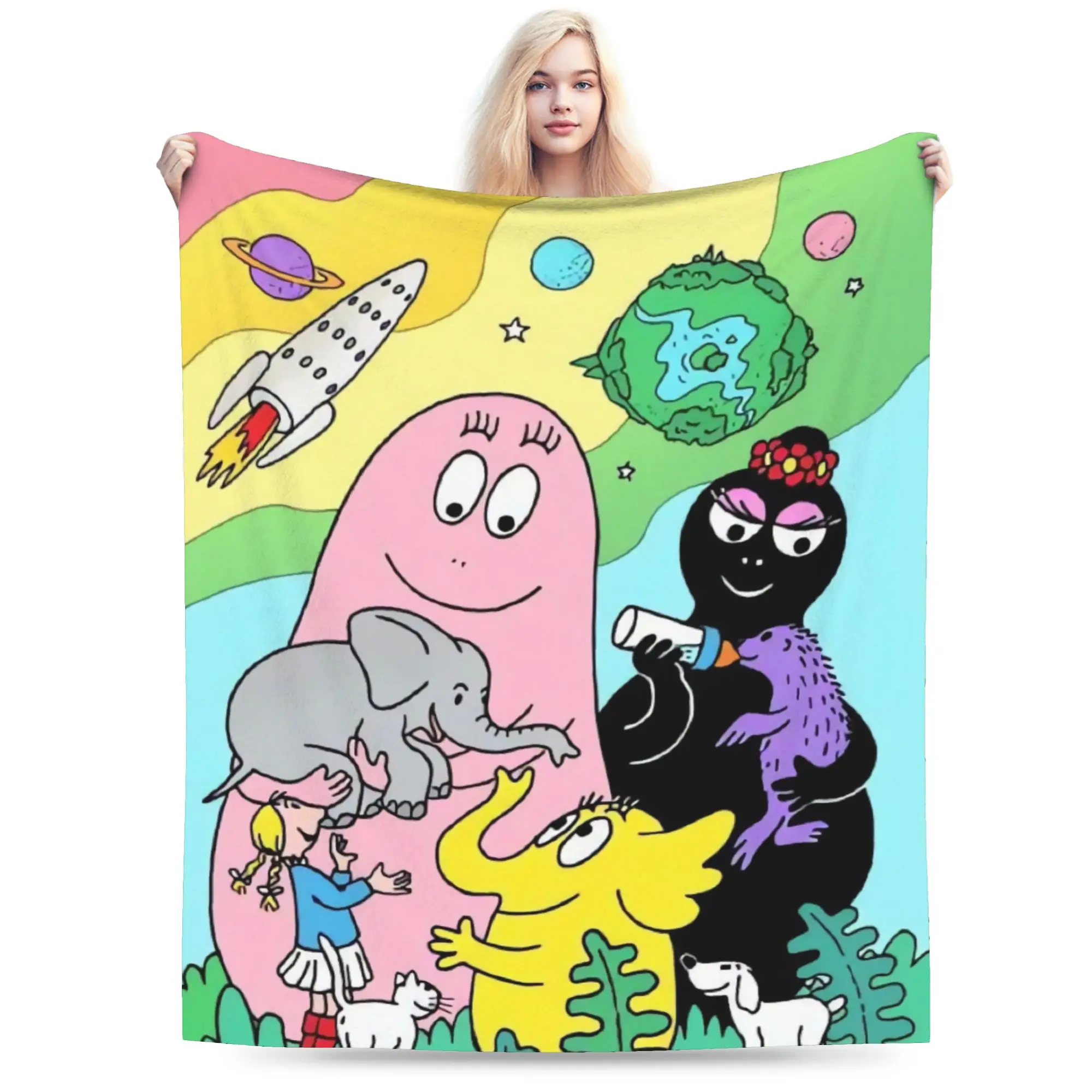 Barbapapa Barbamama Blankets  Super Soft Graphic Plush Throw Blanket For Couch Chair Sofa Bed Travel Office Flannel Bed Cover