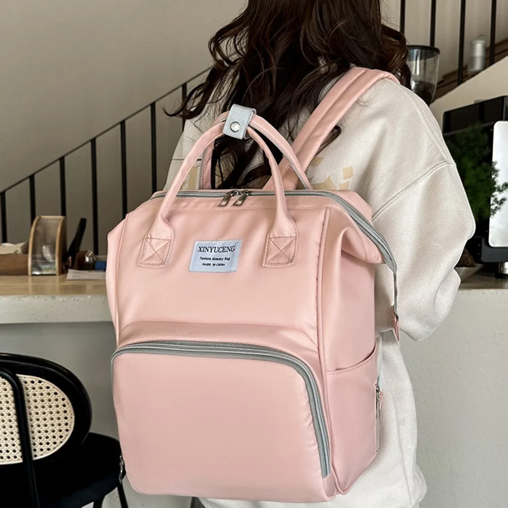 Multifunctional Mommy Backpack Large Capacity Oxford Cloth Baby Diaper Bag Wear-resistant Solid Color Mommy Shoulder Bag Outdoor