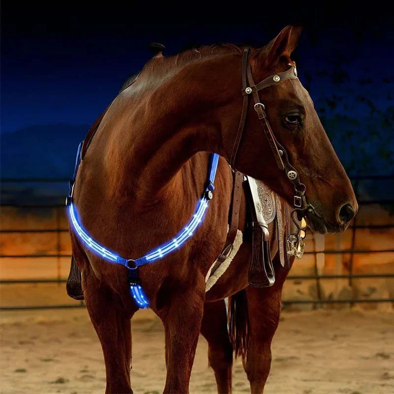 2pcs 100CM LED Horse Chest Straps breastplate Riding Luminous Tubes led brust pferd horse equipment horse bridle Saddle Halters