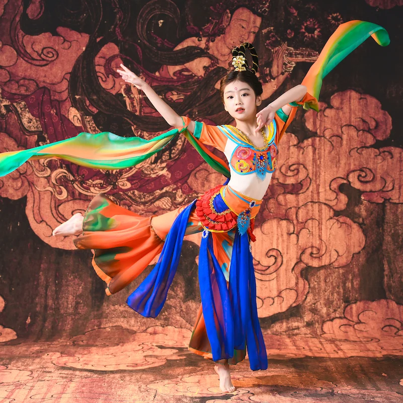 

Children'sDunhuang dance performance costumes,dance costumes,pipa rebound stage costumes,and flying apsaras performance costumes