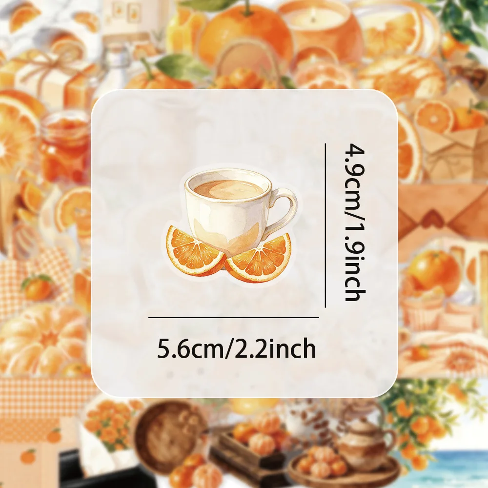 50PCS Watercolor Orange Dessert Bear Ins Style Yellow Transparent Stickers Lunch Box Fridge Guitar Pen Holder Non Repeated Decal