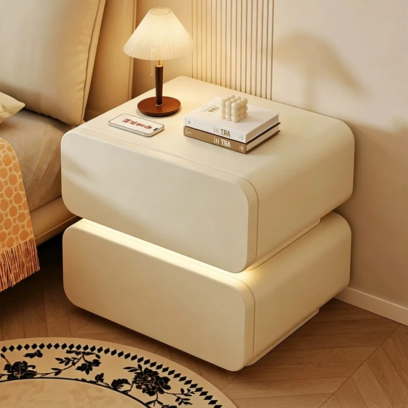 Modern Italian Night Stand Khaki Secret Designer Fluted Bedside Table Wood Compartment Muebles Para Dormitorio Furniture Home