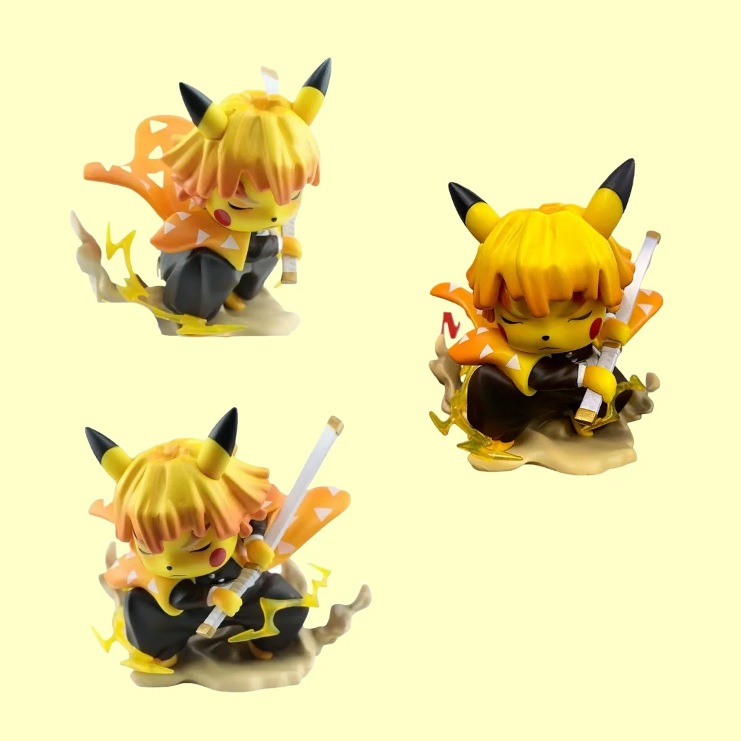 

11cm Pokemon Anime Pikachu Cross-dressing Agatsuma Zenitsu Statue Model PVC Material Desktop Decoration Collection Toys Gifts