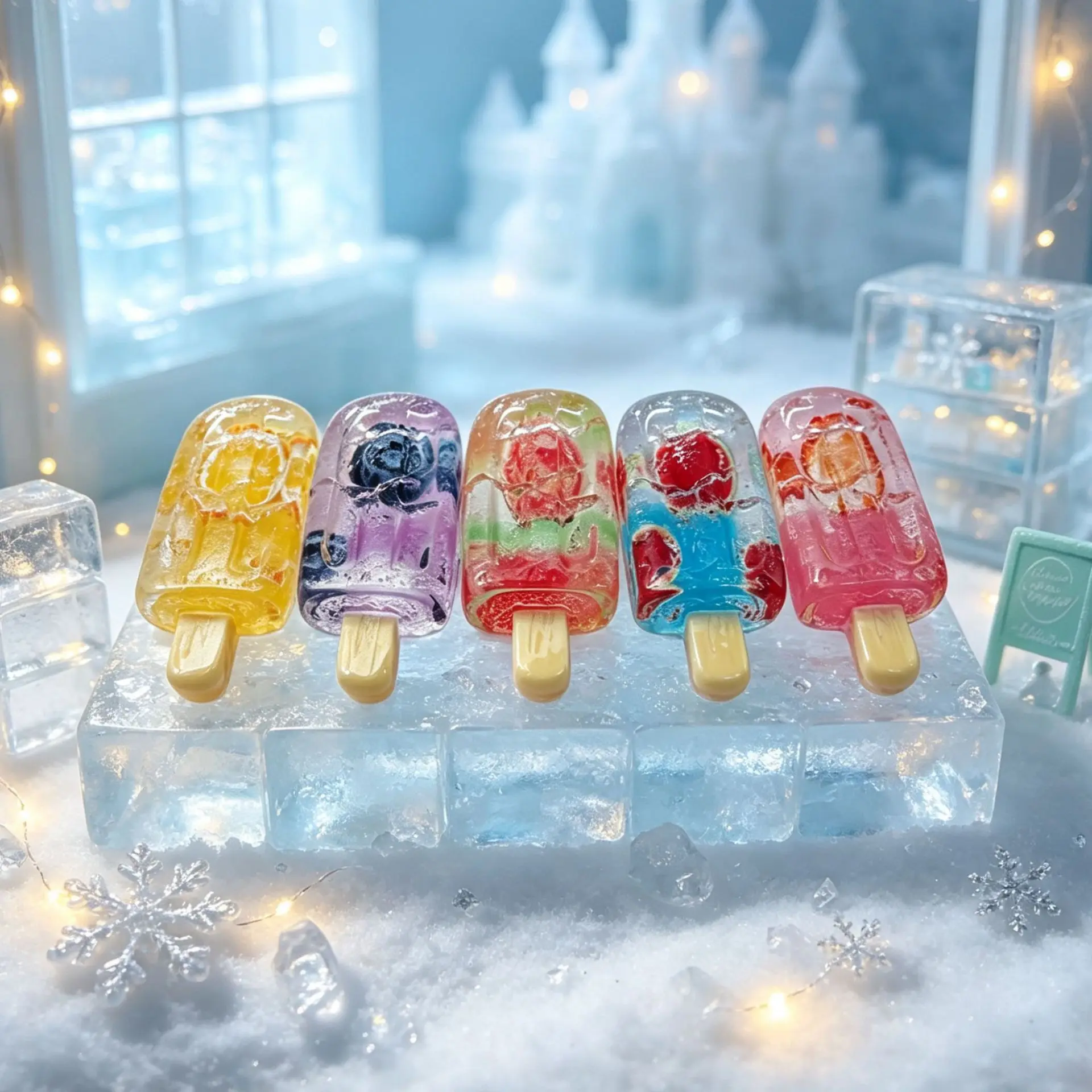 100pcs Kawaii Transparent Fruit Popsicle Resin Accessories DIY for Phone Case Hairpin Keychain Earrings Dollhouse Accessories
