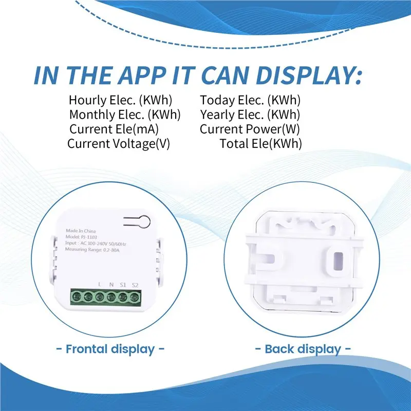 N96R Tuya Smart Life Wifi Energy Meter 80A With Current Transformer Clamp Kwh Power Monitor Electricity Statistics110v 230V