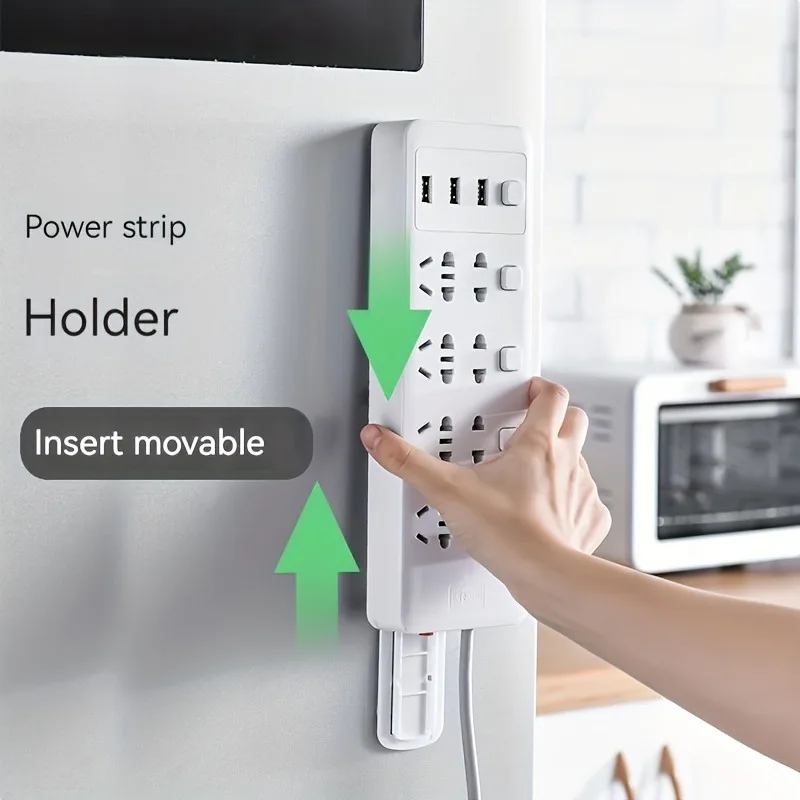 5-piece wall-mounted power board storage rack - No drilling, removable holder for router, remote control and cable