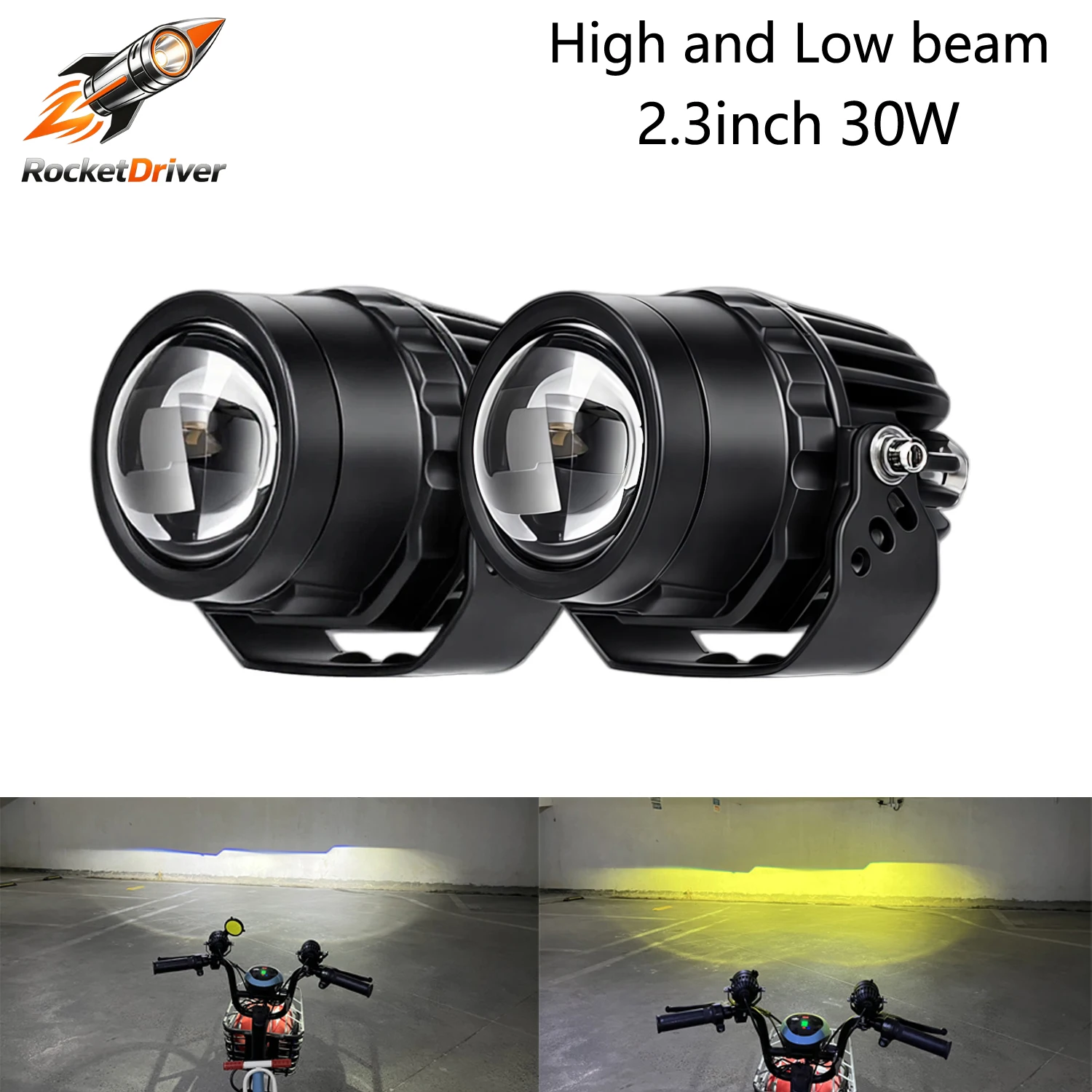 2.3 Inch LED Projector Lens Spot Light with Cut-off Line, Hi/Lo Beam Integrated (30W Low/32W High) Driving Fog Light for Offroad