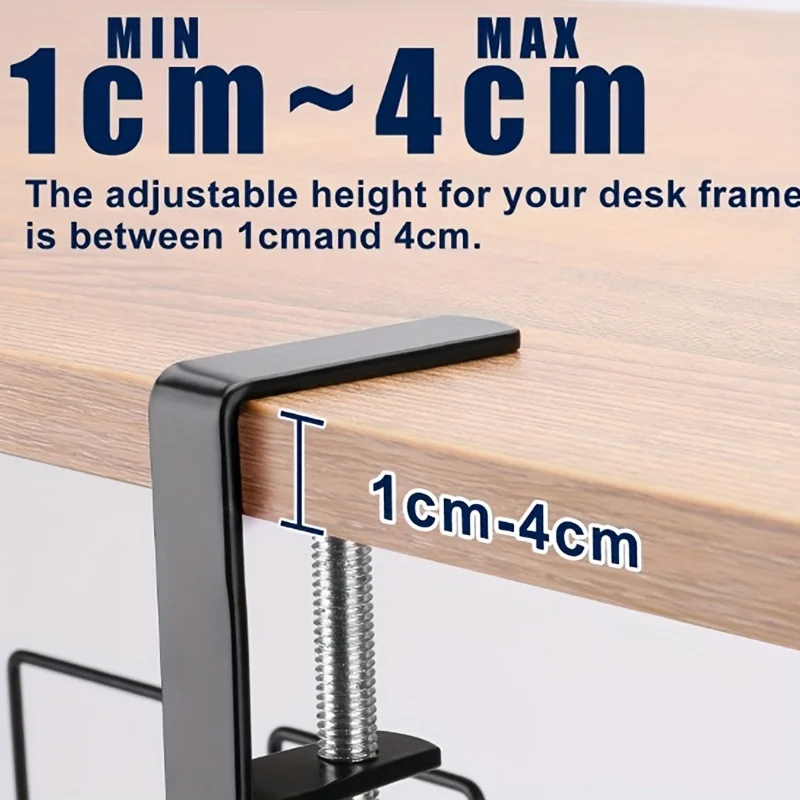 1 Piece of Desk Storage Rack with Non Perforated Wire Insertion, Computer Desk Wire Management Basket, Home and Office Supplies