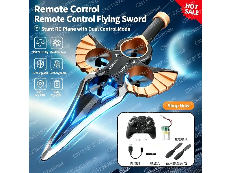 Remote Control Flying Sword Drone with Gesture Induction, Light Up Magic Toy Aircraft for Kids