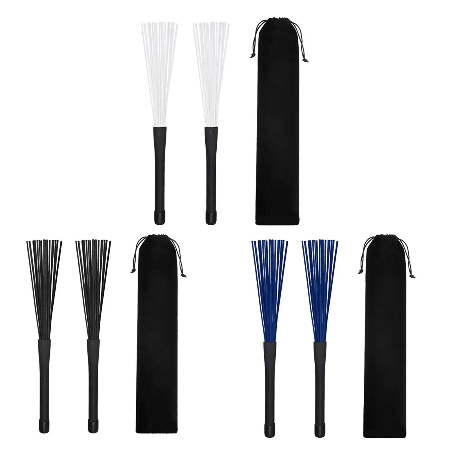 Drum Brushes with Cloth Bag Extendable Convenient Gifts Percussion Accessories for Drum Set Drum Practice Playing Snare Drums