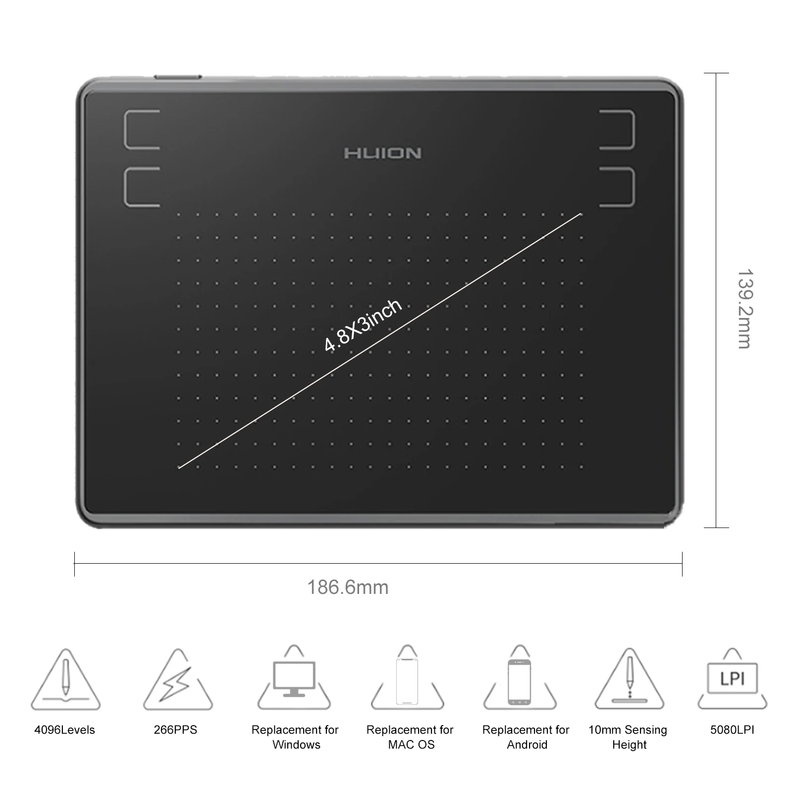 Huion H430P 4.8*3 Inches Digital T-ablet Handwriting Graphic Drawing Signature Board Writing Kit 4096 Levels Pressure 5080lpi