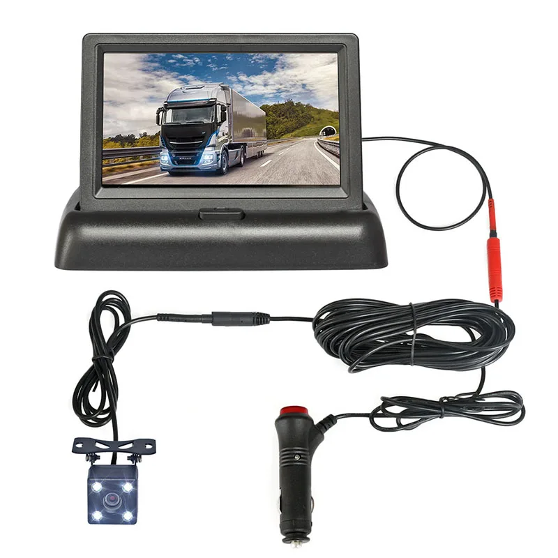 

DIYKIT 4.3inch Foldabl TFT LCD Car Monitor Vehicle Rear View Reverse Backup Car Camera Parking System Easy Installation