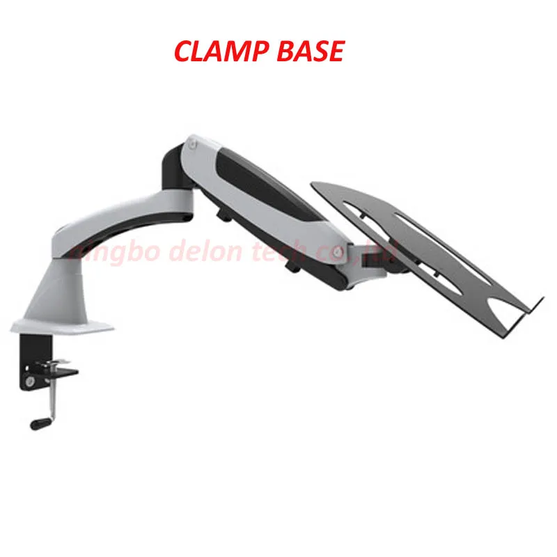 tilt full motion aluminum air press gas spring dual arm lcd desktop Mount swivel monitor table stand clamp with notebook tray