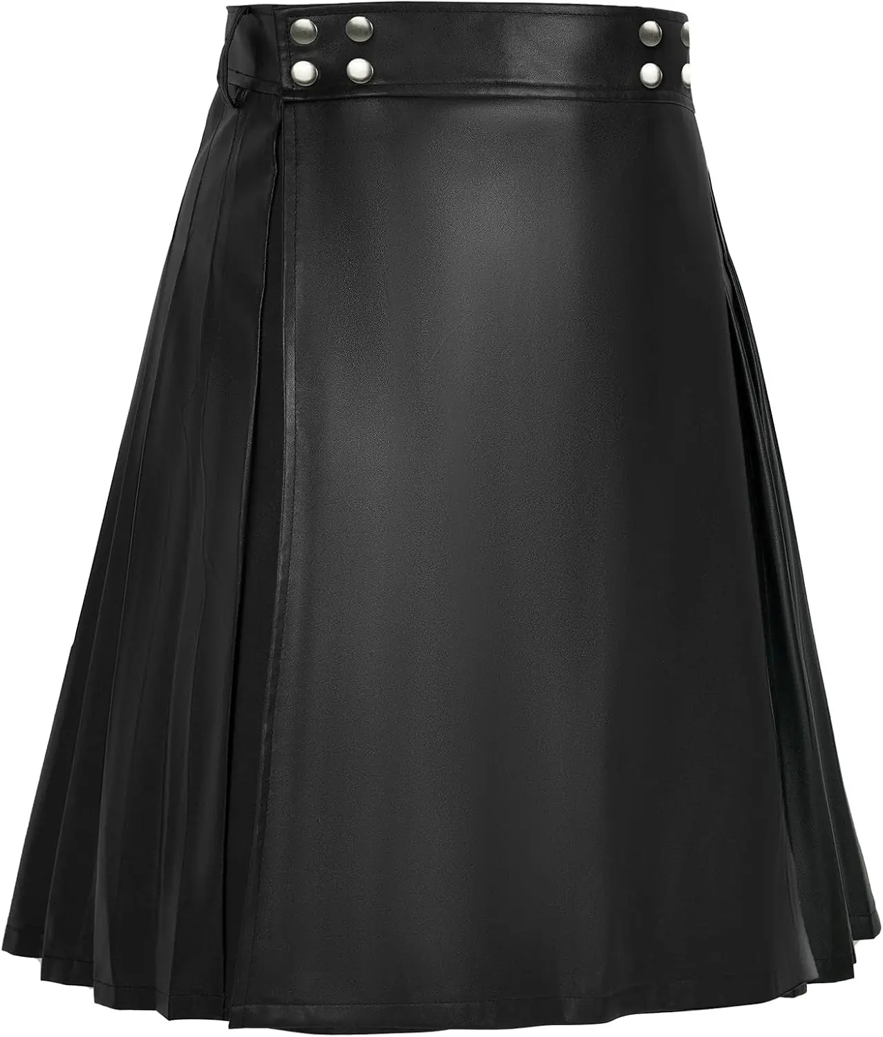 남성 스코틀랜드 유틸리티 킬트 빈티지 고딕 플리츠 스커트 빈티지 전통 가죽 하이 웨이스트 킬트