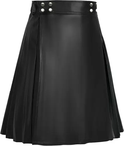 Imagen 2 del producto Kilts de utilidad escoceses para hombre Faldas plisadas góticas vintage Kilts de cintura alta de cuero tradicional vintage