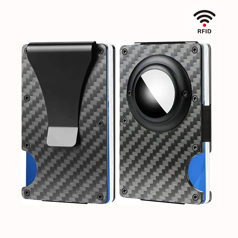 Airtag Apple Card Holder Rfid Aluminum Case Metal Wallet Credit ID Men Slim Business Cardholder Cash Strap Air Tag Carbon Fiber