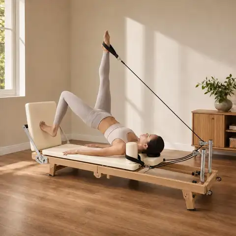 75 Inch Foldable Pilates Reformer Machine Dual Resistance System With Springs Latex Jumpboard Adjustable Foot Bar Full Body Fitness Equipment For Home Gym Workouts