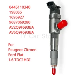0445110340 9687069280 1980S5 New Diesel Fuel Injector For Peugeot Citroen Ford Volvo Fiat 1.6 TDCI HDI AV2Q9F593BA AV6Q9F593BA