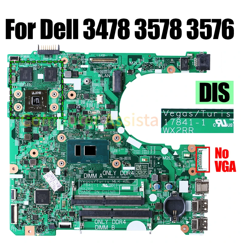 Imagem -04 - Placa-mãe do Portátil para Dell 3478 3578 3576 178411 0wgfyw 07cym7 0cwv3 00 Ncng i3 i5 8th Gen Caderno