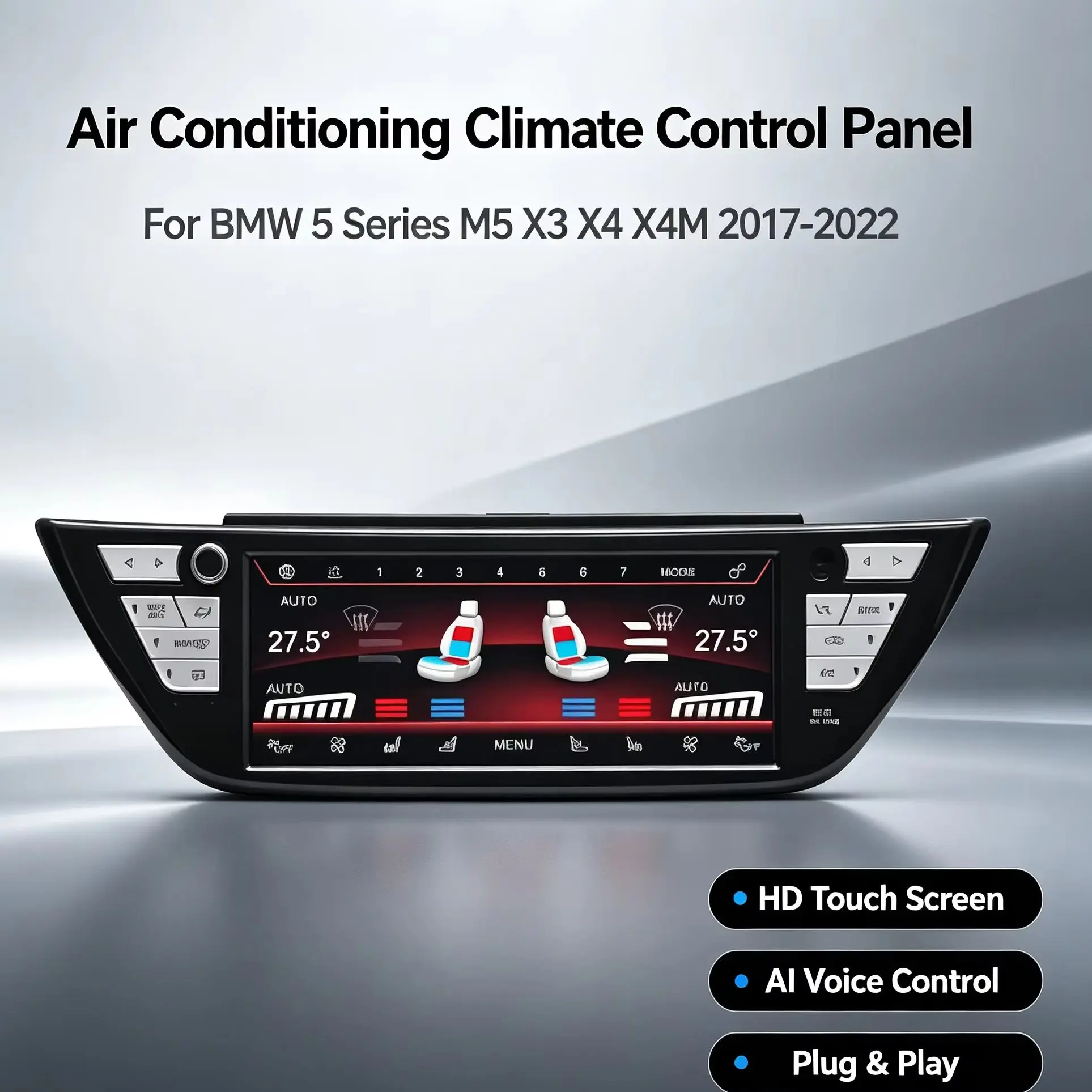 HD Touch LCD Air Conditioning Climate Control Panel For BMW 5 Series M5 X3 X4 X4M 2017‑2022 Voice Assist AC Temperature Control