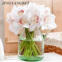 Real Touch cymbidium 6 heads Short shoot table decoration flower DIY wedding bride hand flowers home decor artificial orchid