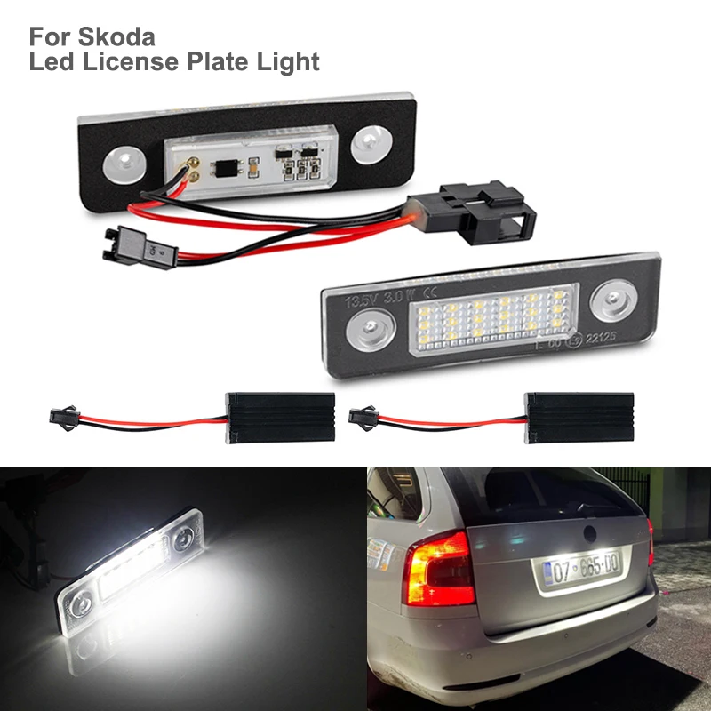 

Canbus Error Free LED License Plate Lights For Skoda Octavia 2 Facelift Super Bright White Number License Plates LED Lamp Bulbs