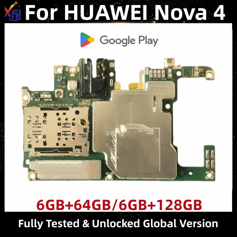 Motherboard for Huawei Nova 4, 128GB ROM, Global Version, Unlocked Mainboard, with Kirin 970 Processor