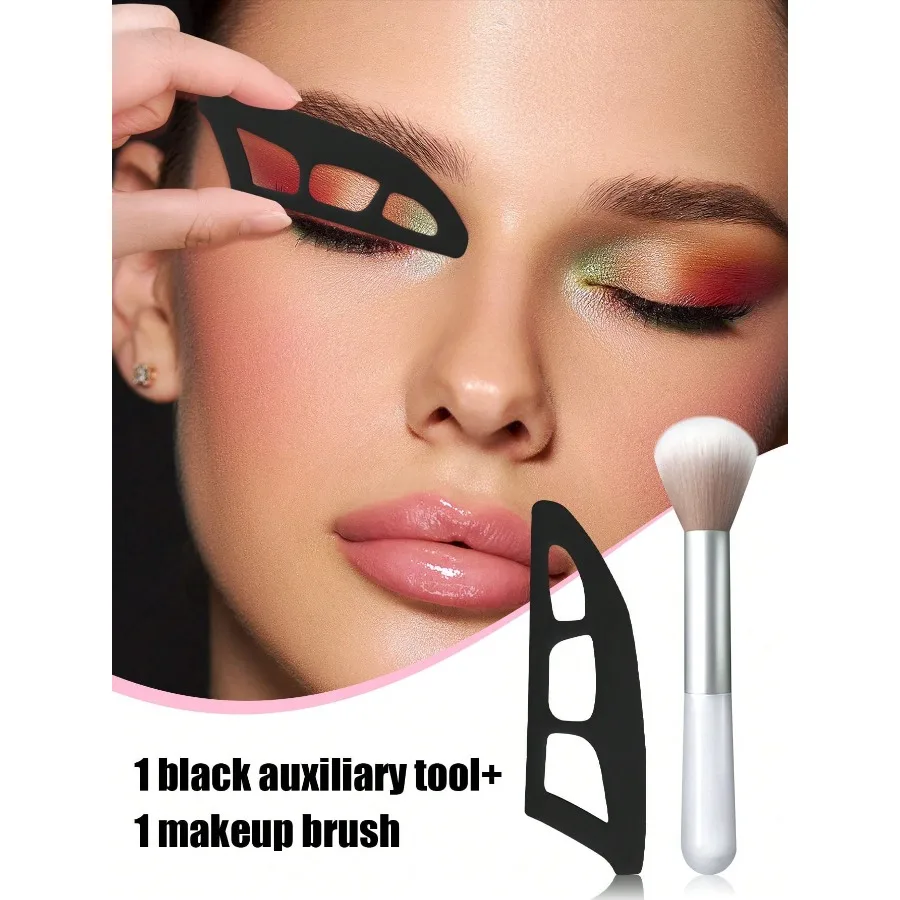 2-piece Set Female Eye Shadow Tool-Eyeshadow Brushes & Molds Multi-function Quick Eye Makeup Template Suitable for Beginners view 4