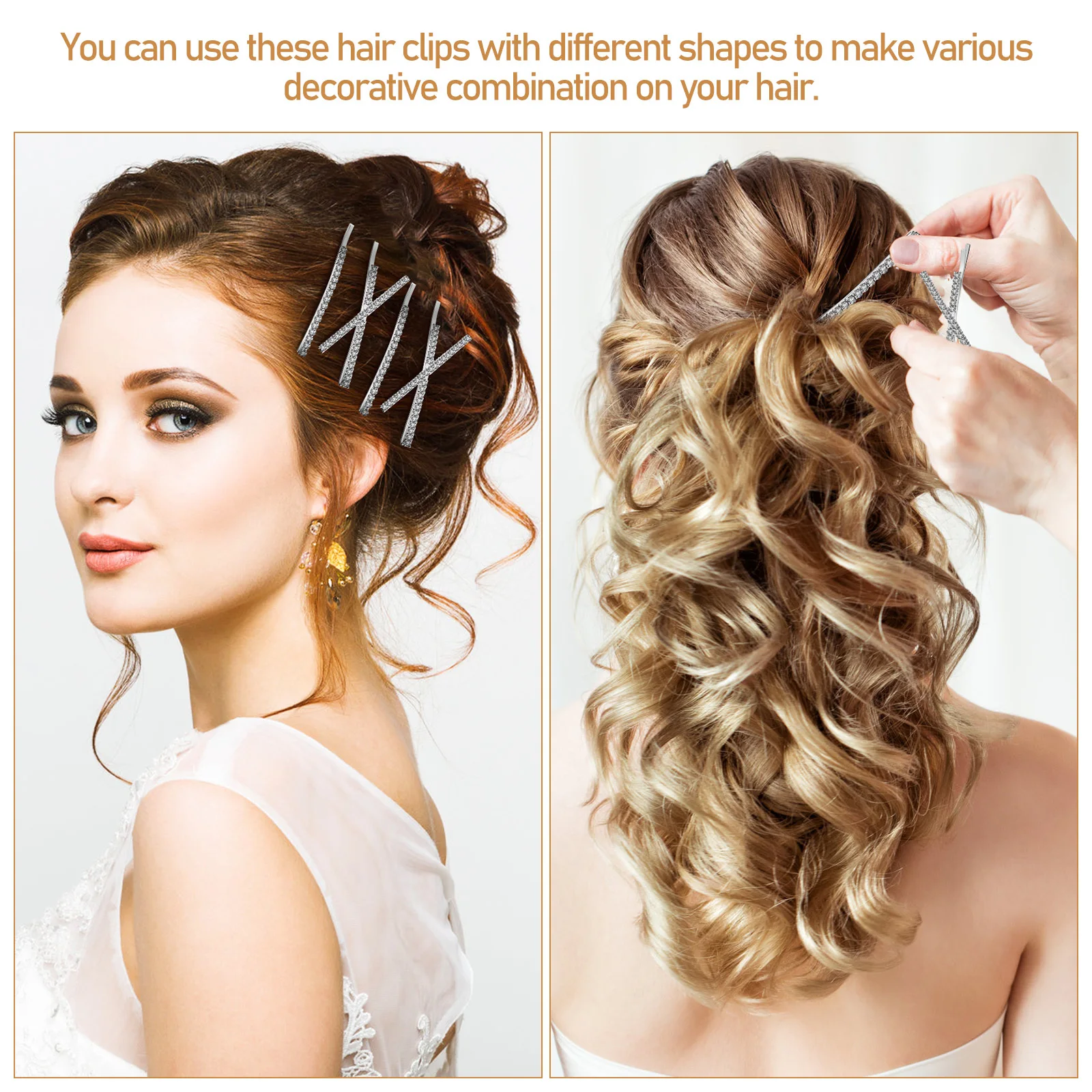 

12pcs Crystal Clips Rhinestone Hairpins For Women Side Clips Wedding Hair Accessories Sparkly Bobby Pins Decorative Hair