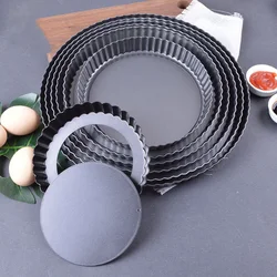 10-32cm Baking Pan Loose Base Wavy Round Chrysanthemum Carbon Steel Pizza Tray Nonstick Coating Pie Pan Bakery Mold