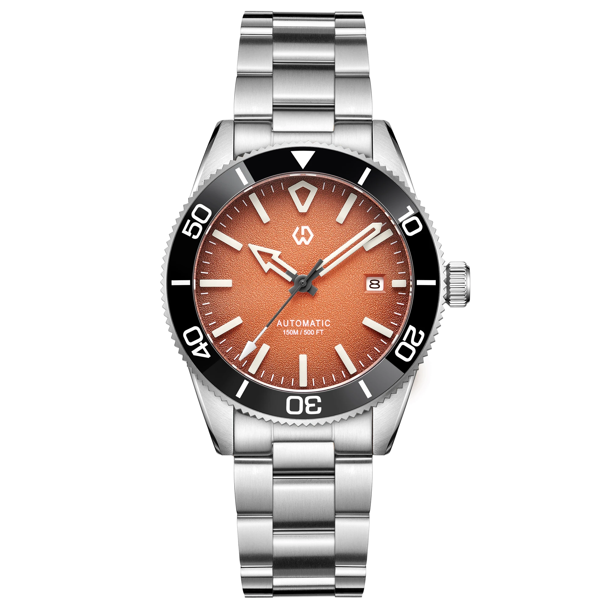 Verbessertes Modell Herren Automatikuhr Mechanische 3D-Dimensionale Leuchtende Uhr mit Keramik-Lünette 150 Meter Wasserdicht Taucheruhr
