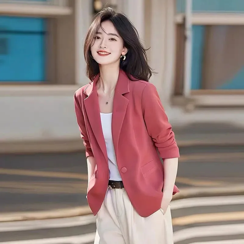 

Женский костюмный пиджак: Новинка 2026 года, весенне-осенняя модная укороченная куртка, элегантный жакет, повседневная верхняя одежда