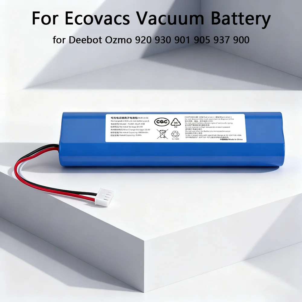 

Сменный аккумулятор 14,4 В, 6500 мАч, совместимый с литий-ионным аккумулятором Ecovacs Deebot Ozmo 900 901 905 920 930 937 N8 N8 Pro