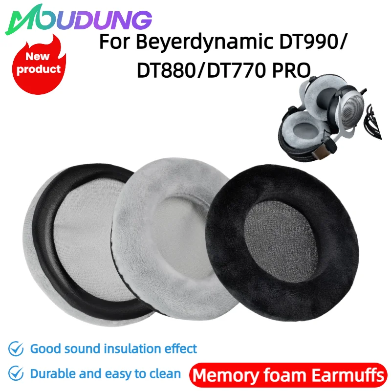 

MOUDUNG Soft memory foam Velvet Ear Pads Compatible For Beyerdynamic DT990 / DT880 / DT770 PRO Headset Earmuffs Repairing Parts