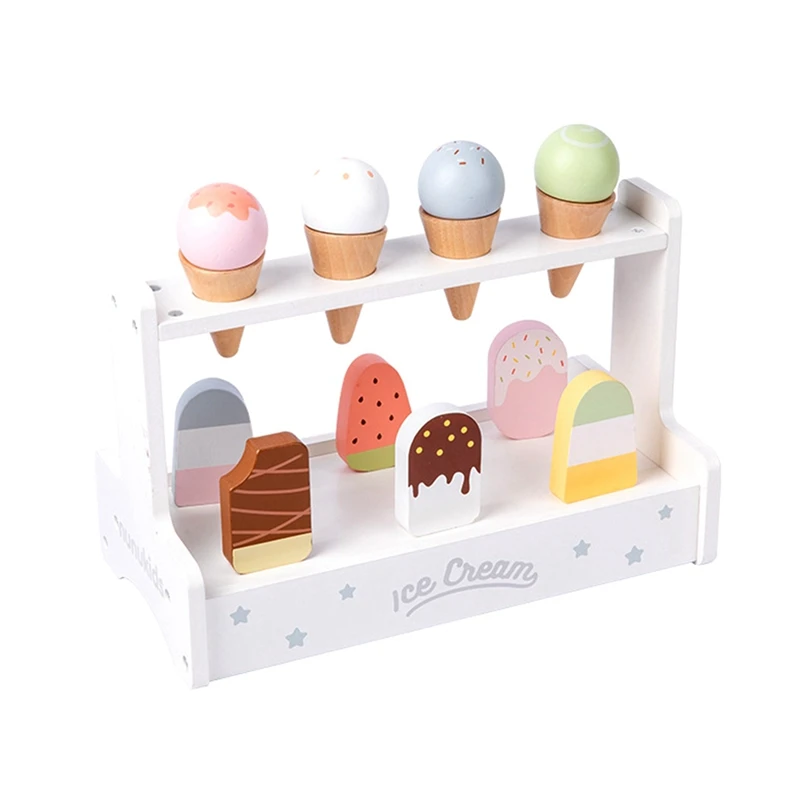 Wooden Play House Kitchen Toy Pretend Play Ice Cream Fruit Barbecue Set Mini Food Education Kids Toys