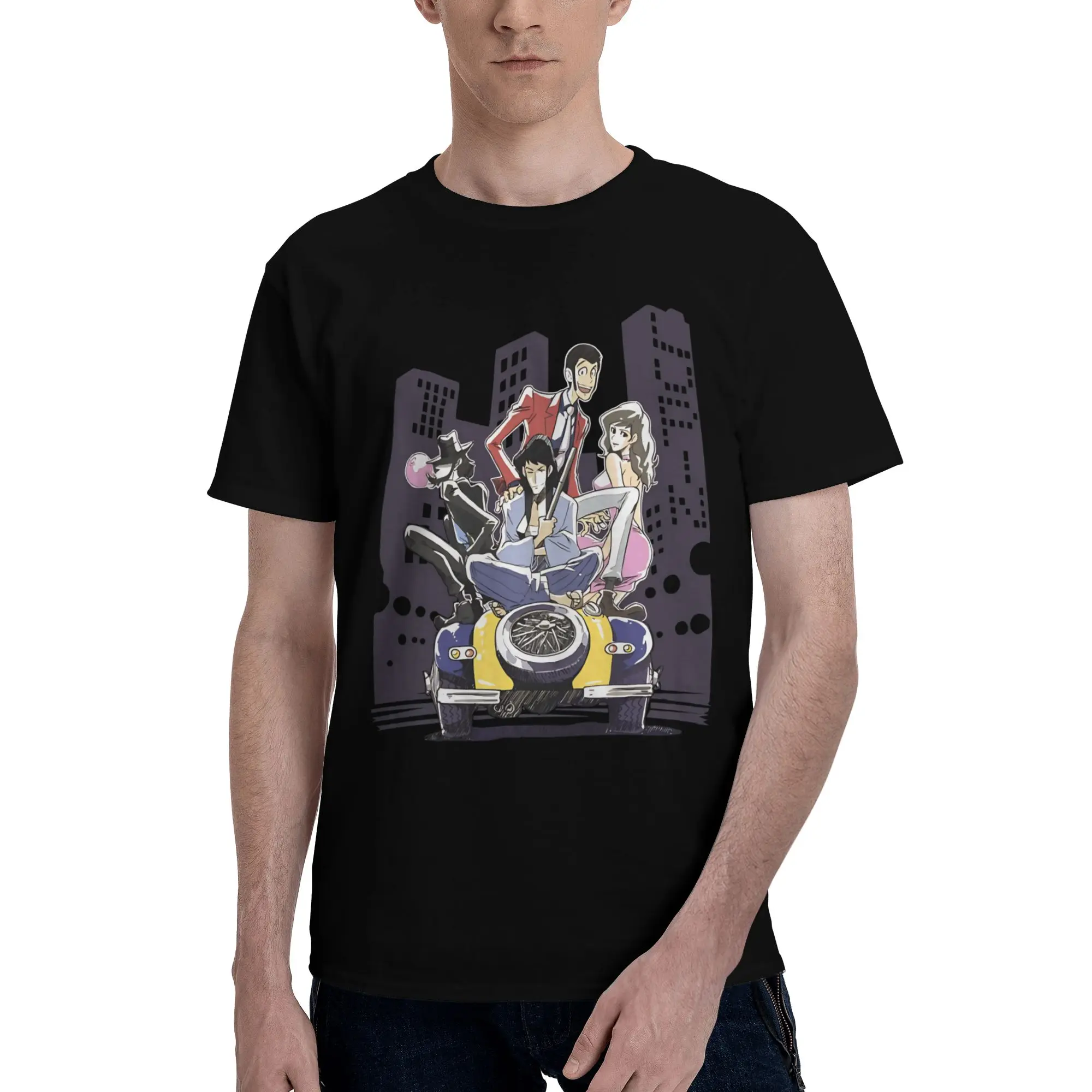 Jigen, Goemon and Fujiko   Graphic 100% Cotton T-Shirt Bandai Lupin the Third Tops Tees For Men