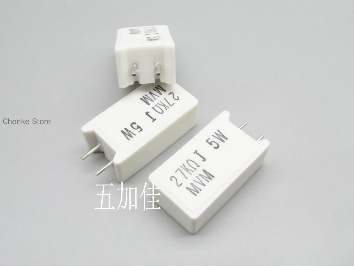 

30PCS/Japan 5W27KJ MVM5JB27K0 5W 27K 5% cement wire wound vertical frequency divider ceramic resistor