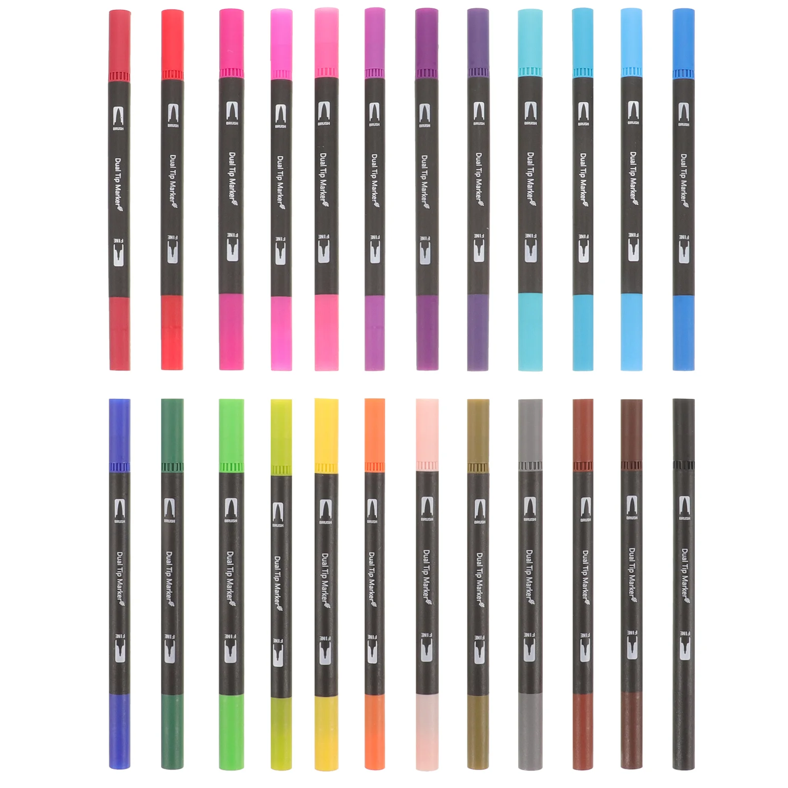 24 Pcs Double Ended Marker Pen Drawing Pens Color Markers Tip Brush Scrapbooking Watercolor Child