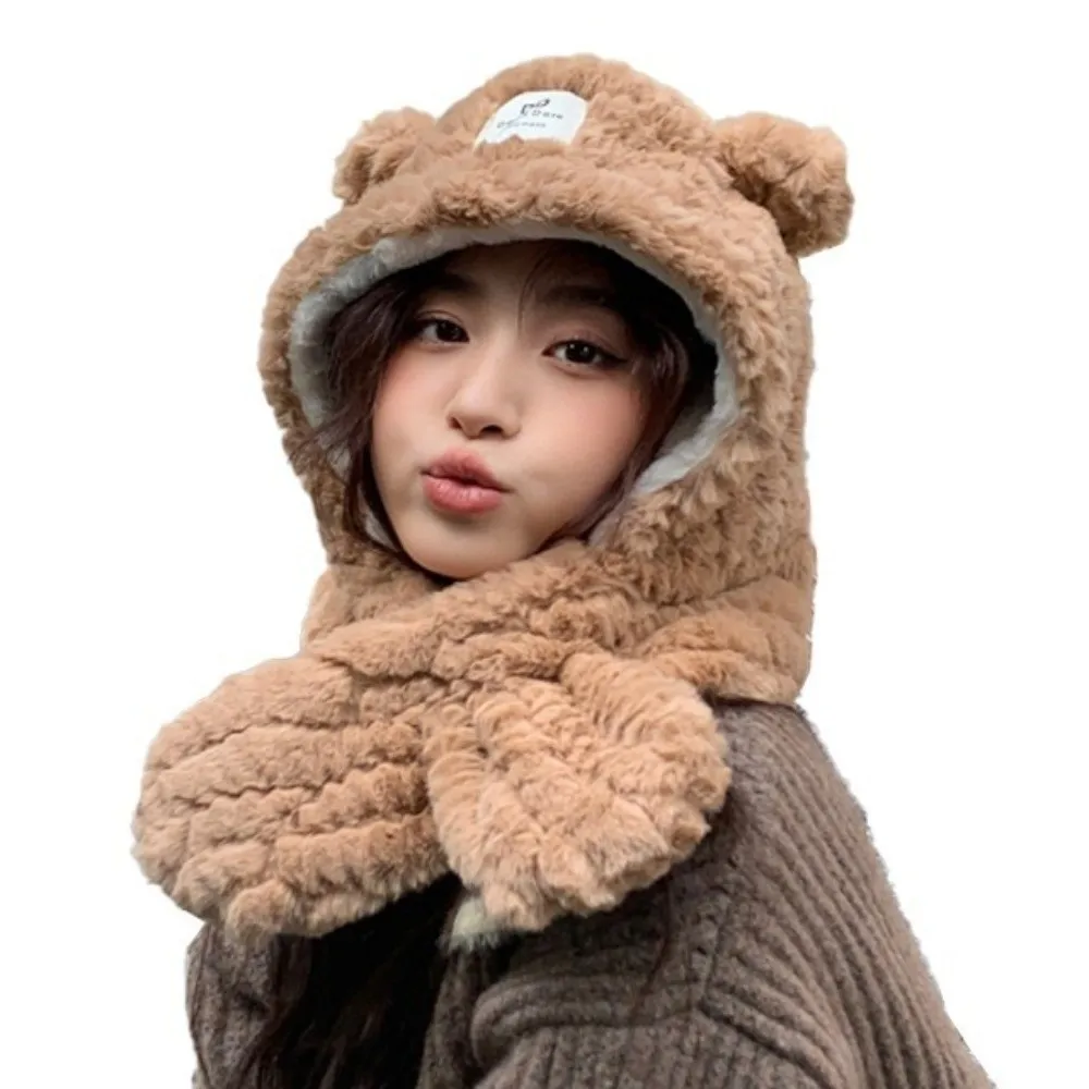 عارضة لطيف الأذن قبعة دافئة سميكة حماية الأذن قبعة وشاح يندبروف الدفء قبعة الشتاء