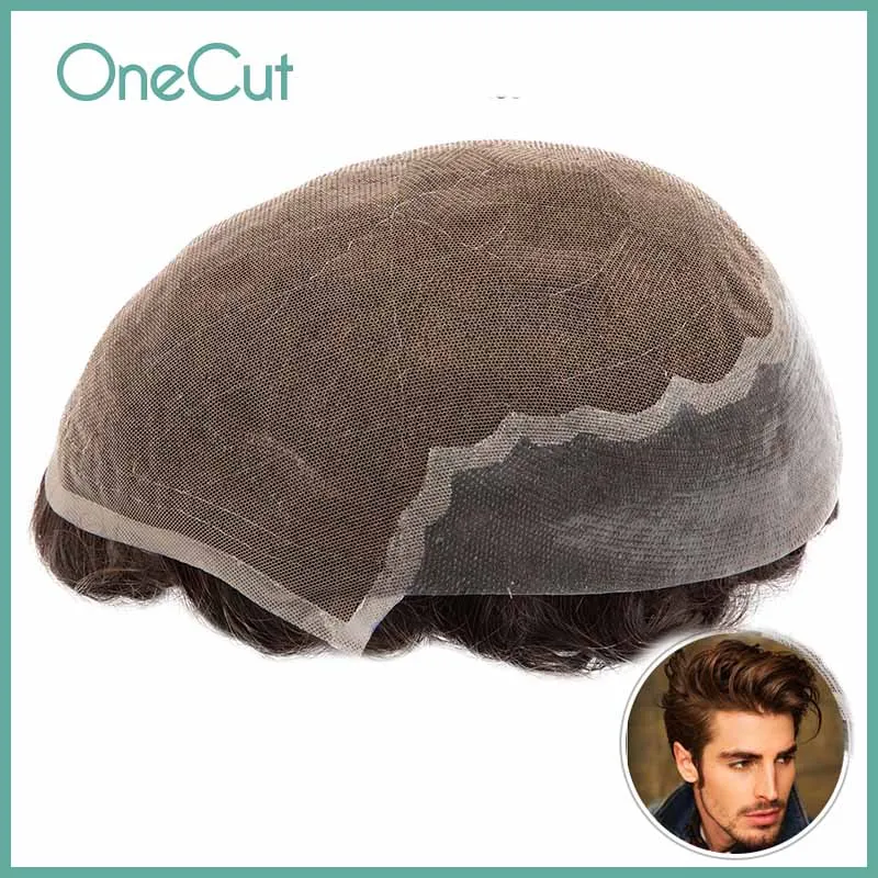 

Q6 Men Toupee Lace&PU Base 100% Remy Indian Male Hair Prosthesis Breathable Wig Prosthesis Human Hair Replacement System Unit