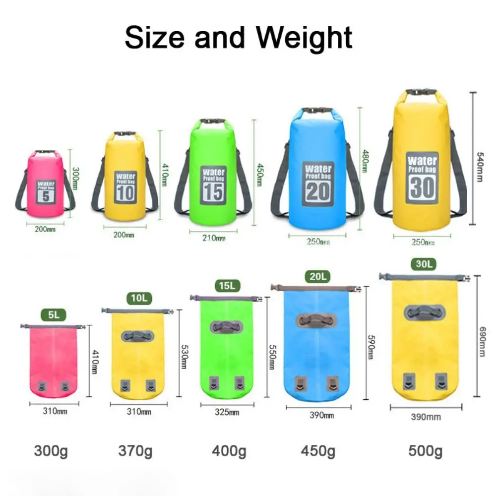 5L/10L/15L//30L 방수 저장 드라이 사크 가방 PVC 더블 어깨 스트랩 더플 백 대용량 방수 수영 체육관 가방