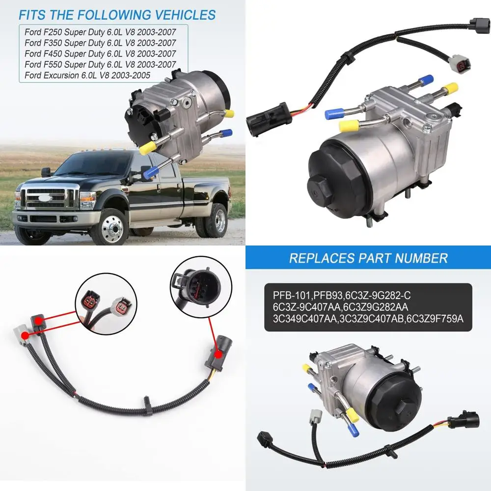 

6C3Z-9G282-C PFB-101 6,0 Фильтр дизельного топливного насоса в сборе, совместимый с Ford F250 F350 F450 F550 Super Duty 2003-200 гг.