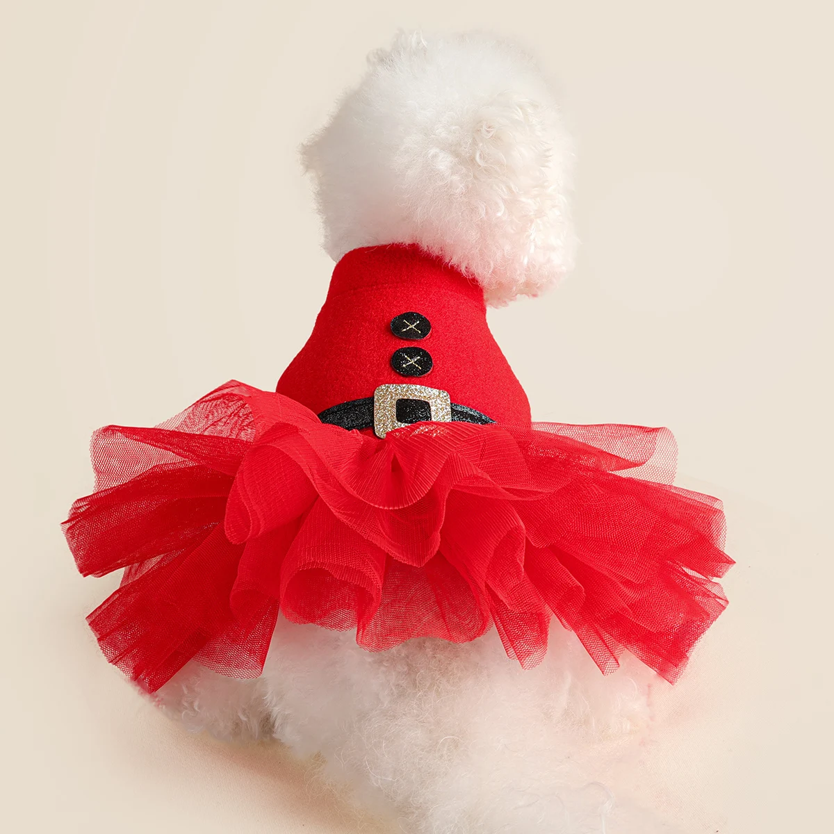 猫犬ペット服かわいい赤いクリスマス新年ドレス秋と冬のプリンセススタイルふわふわガーゼドレス